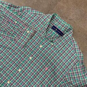 Polo Ralph Lauren Classic Fit Green Plaid Button Down Shirt Mens Large